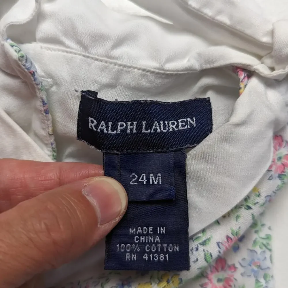 Ralph Lauren Dress Girls Size 24m Blue Floral Sundress